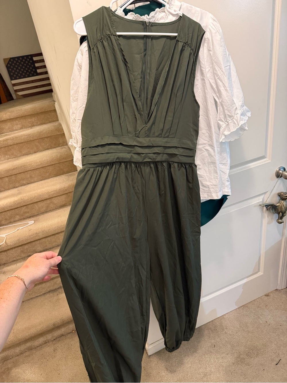 SHEIN Sleeveless Olive Green Jumpsuit